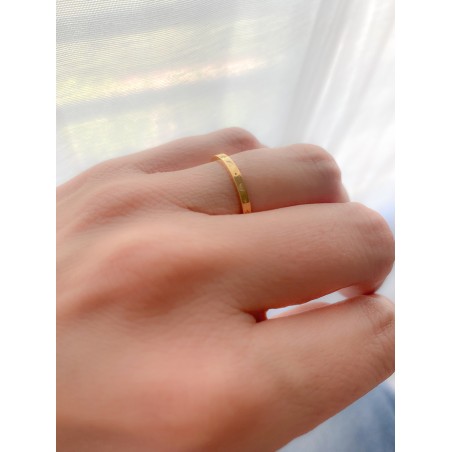 Gold-plated sterling silver 925 polar star and moon ring 2mm