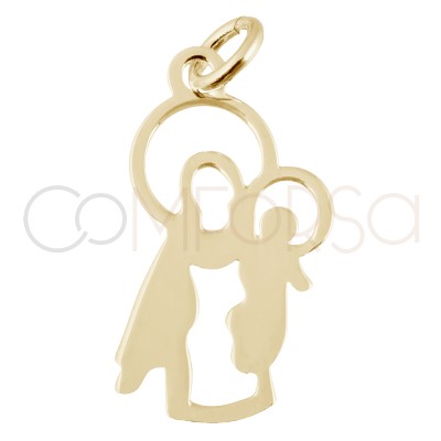 Colgante Virgen del Carmen 10x19mm Plata 925 chapada en oro