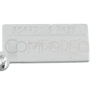 Colgante mini boarding pass 9x4.5mm Plata 925
