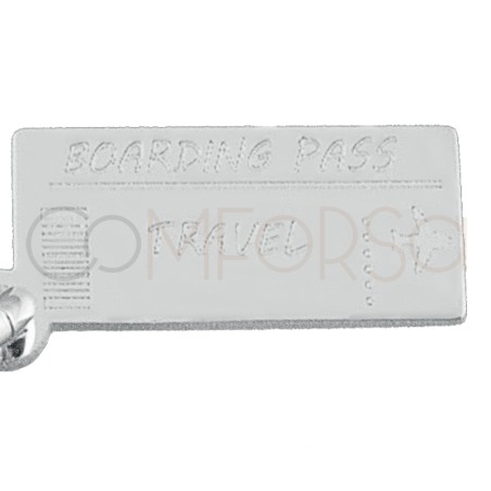 Sterling silver 925 mini-boarding pass pendant 9x4.5mm
