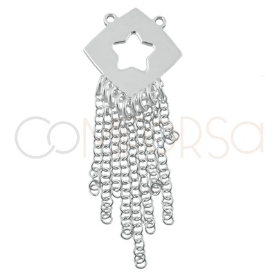 Colgante estrella calada flecos 15x15mm Plata 925 chapada en oro