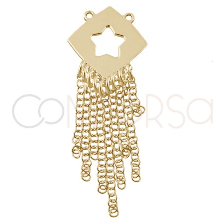 Colgante estrella calada flecos 15x15mm Plata 925 chapada en oro