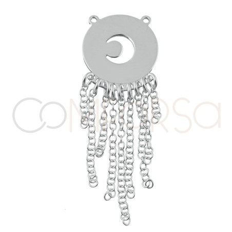 Colgante luna calada flecos 15x15mm Plata 925