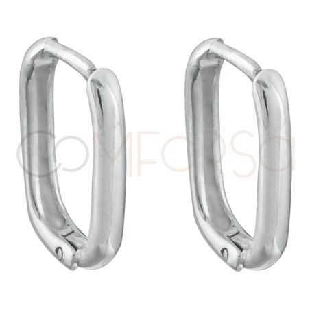 Sterling silver 925 rectangular hoop earrings 10x15mm
