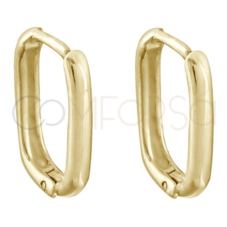 Gold-plated sterling silver 925 rectangular hoop earrings 10x15mm