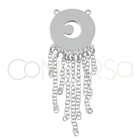 Sterling silver 925 cut-out fringed moon pendant 15x15mm