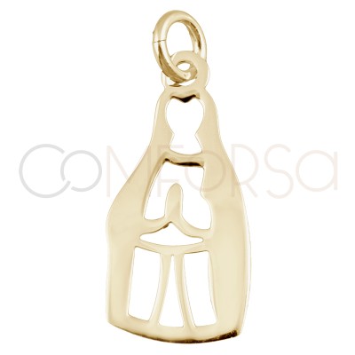 Gold-plated sterling silver 925 Our Lady of Lourdes pendant 9 x 18mm