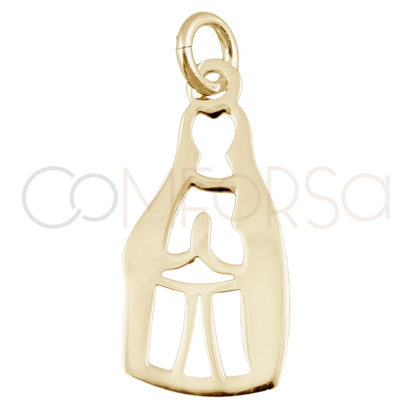 Gold-plated sterling silver 925 Our Lady of Lourdes pendant 9 x 18mm