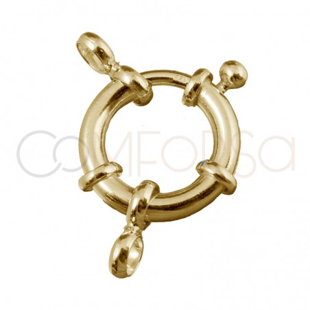 Gold-plated sterling silver 925 bolt clasp with jump rings 14 mm