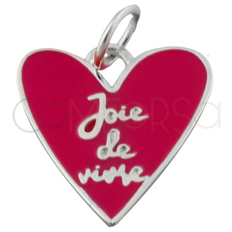 Dije corazón irregular Joie de vivre rosa 15mm Plata 925