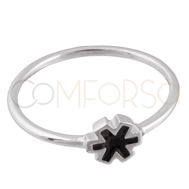 Buy Geometrics online : Sterling silver 925 ring with black