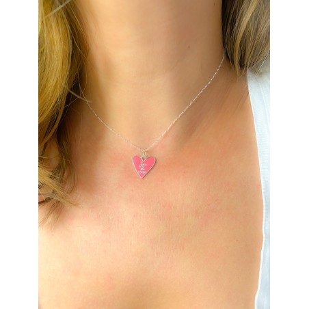 Colgante Corazón irregular Joie de vivre rosa 15mm Plata 925 chapada en oro