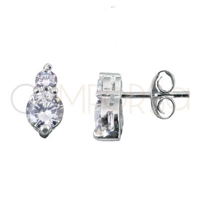 Pendiente doble circonita crystal Plata 925 chapada en oro