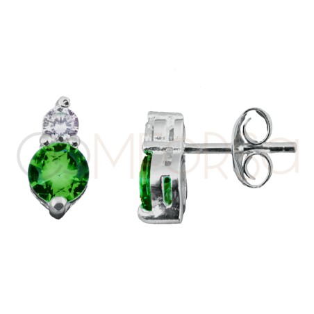 Arete doble circonia Emerald Plata 925