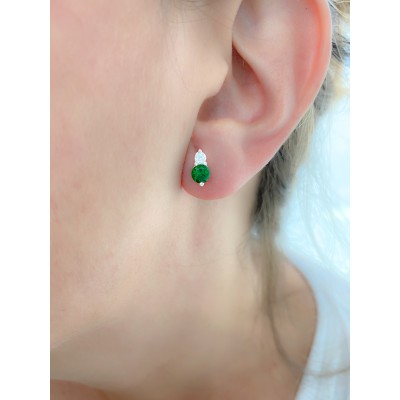 Pendiente doble circonita Emerald 5x8mm Plata 925