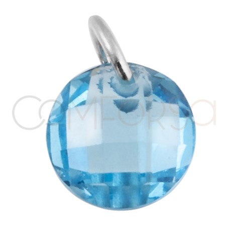 Gold-plated sterling silver 925 floating aquamarine zirconia pendant 6mm