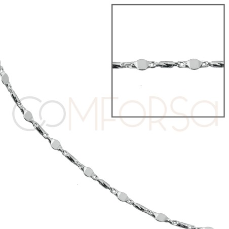 Sterling silver 925 combined chain plate + tube 40cm