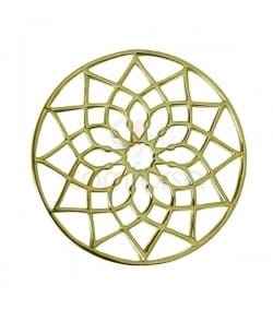 Sterling Silver 925 Gold-plated Flower Mandala 24 mm