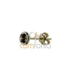 Arete broquel liso con Mariposa 4 mm Oro 75