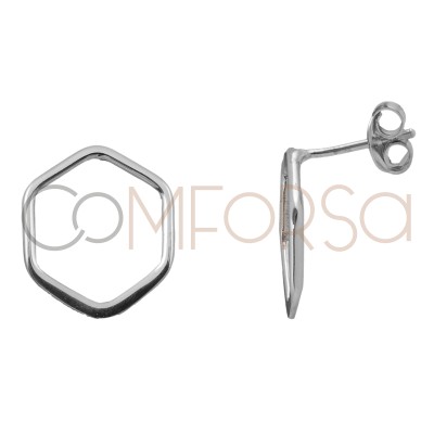 Pendiente Aro hexágono 15 mm Plata 925 chapada en oro