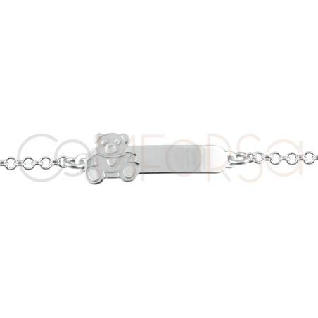 Engraving + Sterling silver 925 bear bar bracelet 13 cm with 3cm extender