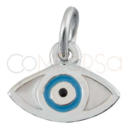 Sterling silver 925 White Turkish Eye pendant 9x7mm