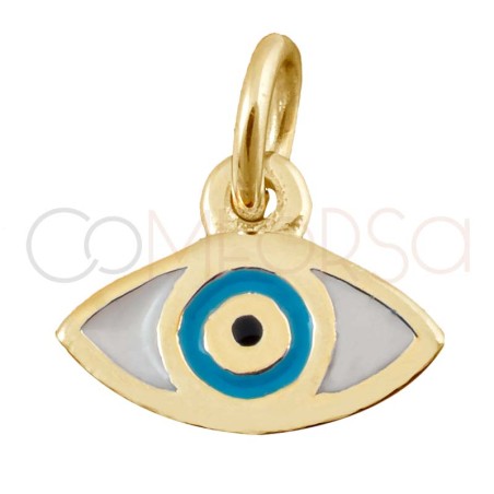Gold-plated sterling silver 925 White Turkish Eye pendant 9x7mm