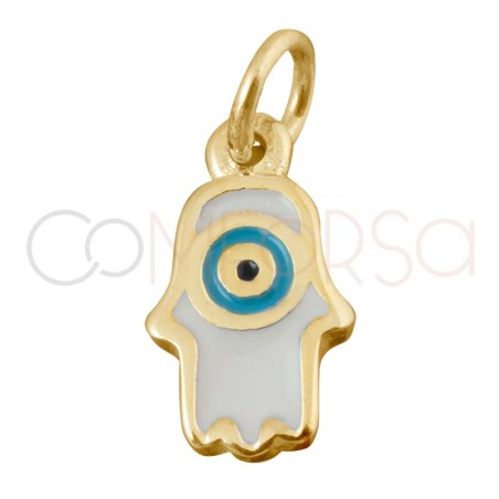 Sterling silver 925 White hand pendant with Turkish Eye 6.4x11mm