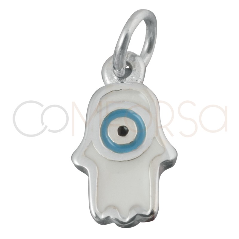 Colgante mano con ojo White 6.4x11mm Plata 925