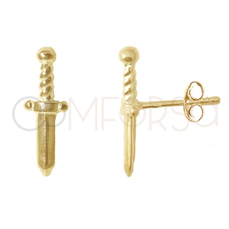 Gold-plated sterling silver 925 dagger earrings 5x18mm