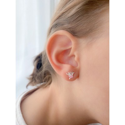 Arete bailarina morena 7.4x9mm Plata 925