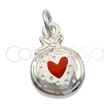Sterling silver 925 Christmas ball ornament pendant 11 x 12.5mm