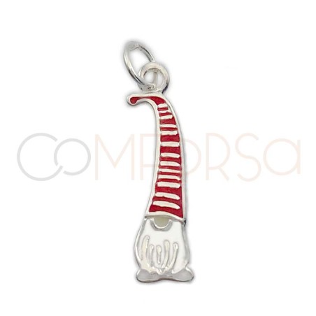 Sterling silver 925 gnome with red hat 6.5 x 20mm