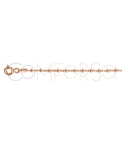 Sterling silver 925 cable chain with beads 1.4 x 0.6mm