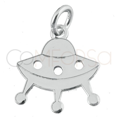 Gold-plated sterling silver 925 spaceship pendant 11.7 x 13mm