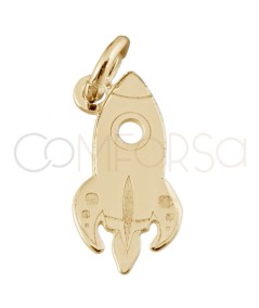 Colgante cohete espacial 6.7x13mm Plata 925 chapada en oro