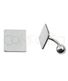 Engraving + Sterling silver 925 square cuff link 16 x 16 mm