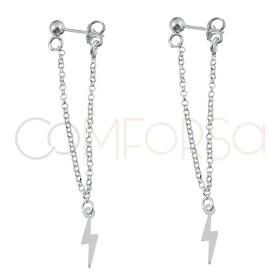 Gold-plated sterling silver 925 double chain earrings with lightning