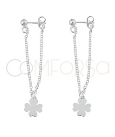 Sterling silver 925 double chain earrings with clover