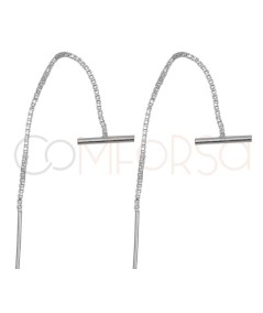 Sterling silver 925 combined chain earrings with bar