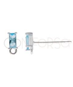 Sterling silver 925 earring with aquamarine zirconia & jump ring 2 x 5 mm