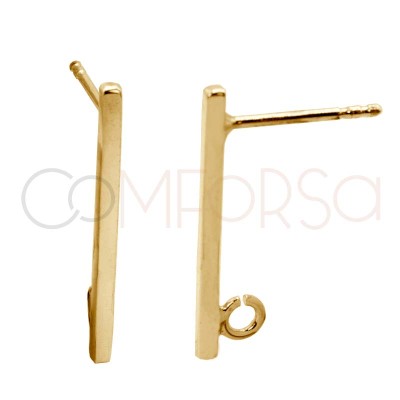 Pendiente barra 20x1.5mm (interior anilla 1mm) Plata 925 chapada en oro