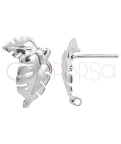 Fornitura pendiente hoja monstera 12x14mm (interior anilla 1mm) Plata 925