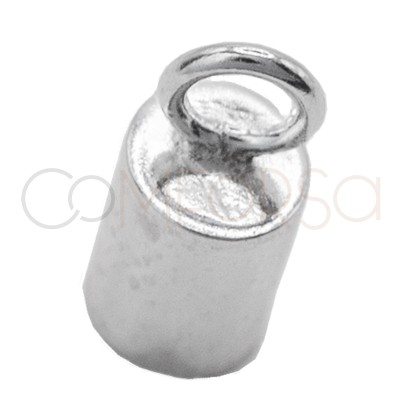 Sterling silver 925 End closed cap with jump ring 6 x 3.6mm