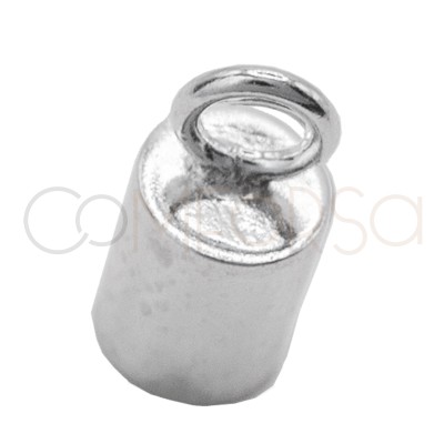 Sterling silver 925 End closed cap with jump ring 6 x 4.1 mm