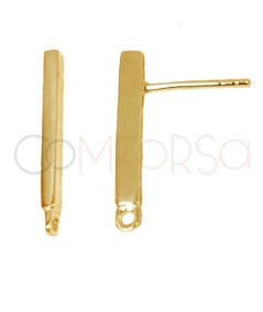 Sterling Silver 925 Gold Plated bar shaped earring 1.8 x 19.5 mm