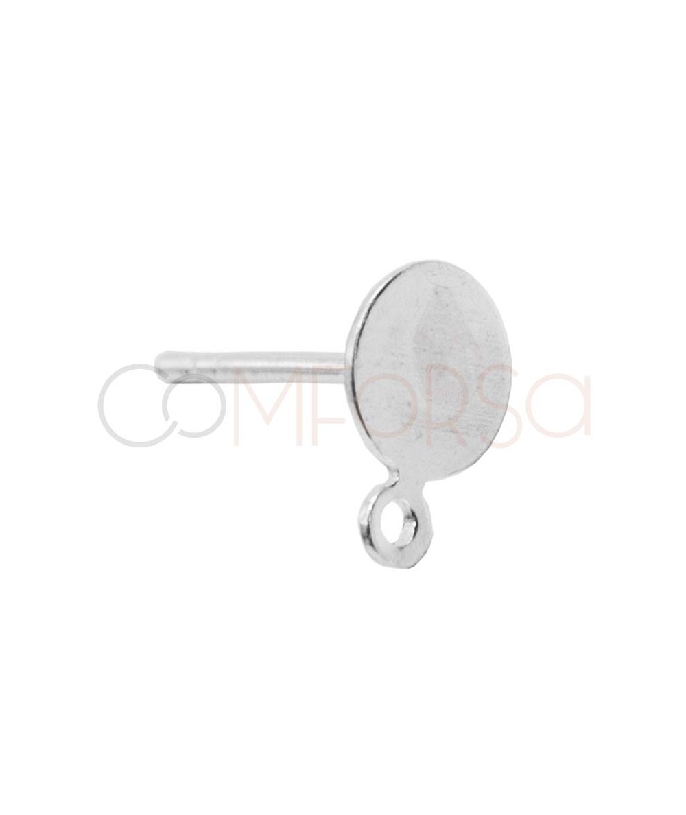 Sterling silver 925 ear post with flat cap and jump ring 6mm - Com