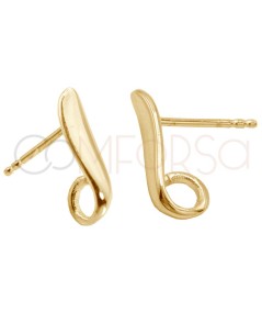 Sterling Silver 925 Gold Plated earring with ring 14 x 4mm