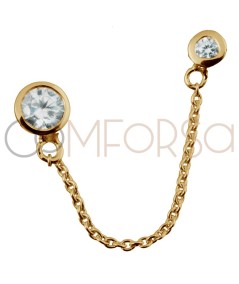 Gold-plated sterling silver 925 earring with double bezel & zirconias