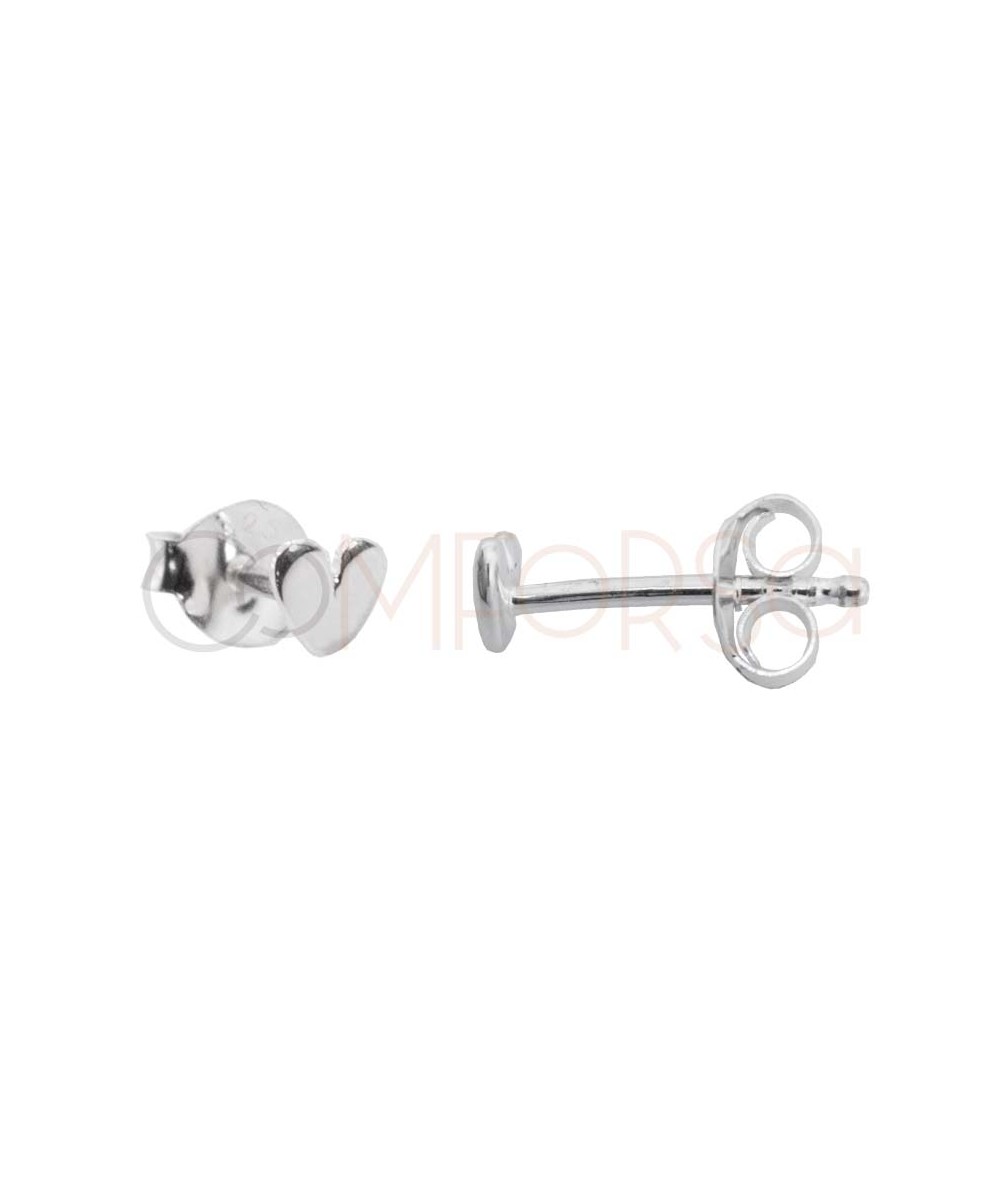 Pendiente mini corazón liso 3mm Plata 925